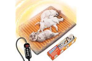 BRIVENNOR Waterproof Pet Heating Pad for Dogs Smart Thermostat Switch, 11 Adjustable Temperature Whelping Supplies Heated Dog Bed & Timer, Puppy Heating Pad Mat-Whelping Box for Dogs with Chew Resistant Cord