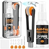 Glasses Cleaner Eyeglass Cleaning Kit with Anti Fog Spray, Microfiber Cloth | Streak-Free Cleaning Pads，Lens Wipes for Sunglasses Camera Lenses, Includes Screwdriver, Nose Pads, Ear Grips, Storage Case