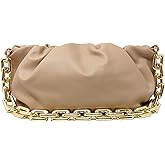 Women's Clutch Purse Bag | Cloud-Shaped Dumpling Chain Pouch | Ruched Chain Link Shoulder Handbag