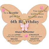 UNGENT THEM Happy 6th 7th 8th 9th 10th Birthday Gifts – Beautiful Girl Butterfly Necklace, You Make the World Brighter