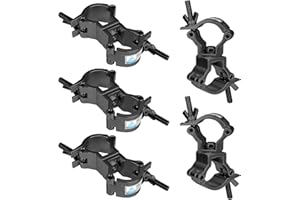 HENENG 5 Pack Dual Swivel Clamp Turn As Needed Two 360 Degree Clamps Fits Pipe 1¼-1⅜"(32-35mm) Truss F24 Aluminum Alloy, Max.Load 110lb., TUV Certificated, Black