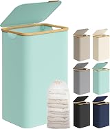 SONGMICS 90L Laundry Basket with Lid Mint Green 42x32x70.5 cm