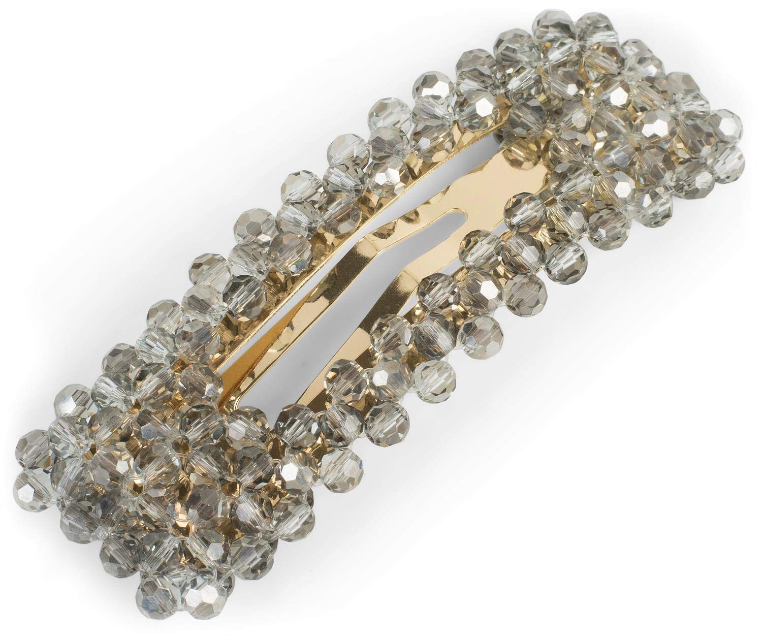 styleBREAKER women rectangular hair clip with plastic beads and clip closure, hair clip, clasp 04027007, color:Grey