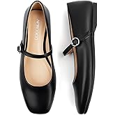 AprCoco Women's Flats Mary Jane Ballet Flats for Women Classic Square Toe Women Shoes Dressy Comfort Ankle Strap Flats for Women