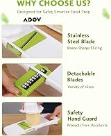 ADOV All in 1 Mandoline Slicer 8 Blades Food Container Hand Guard Lime view 6