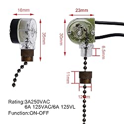 Topbuti 3 Pack Pull Chain Switch Ceiling Fan Switch