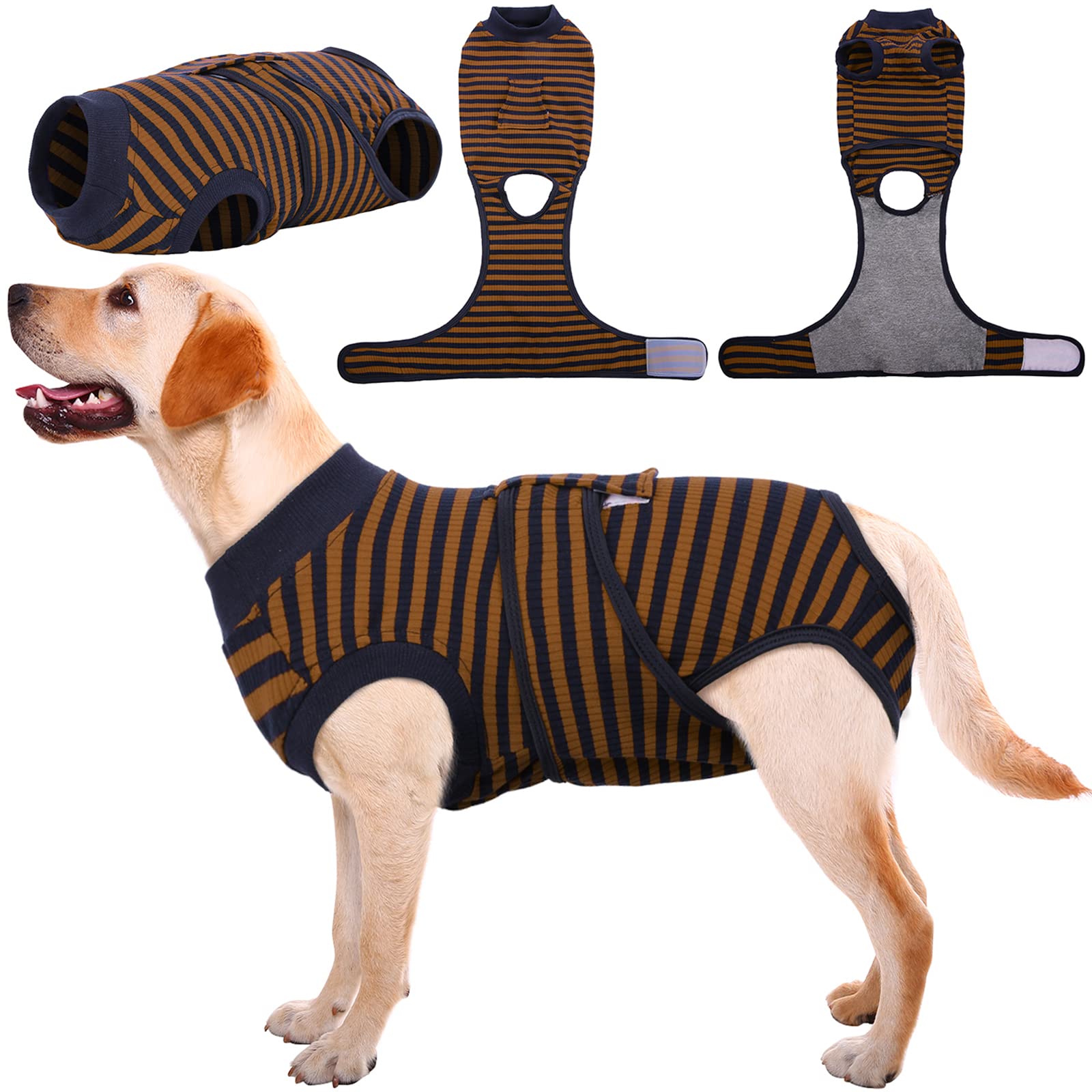 Kuoser Dog Surgery Recovery Suit, Dogs Recovery Suits Female Spay and Male Neuter for Post-Op Care, Soft Dog Onesie Surgery Cone alternative Prevent Licking, Brown XXL