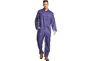 VOGRYE Coveralls for Men Long Sleeve Cotton Blend Work Jumpsuit Halloween Mechanic for Adult Cosplay Party