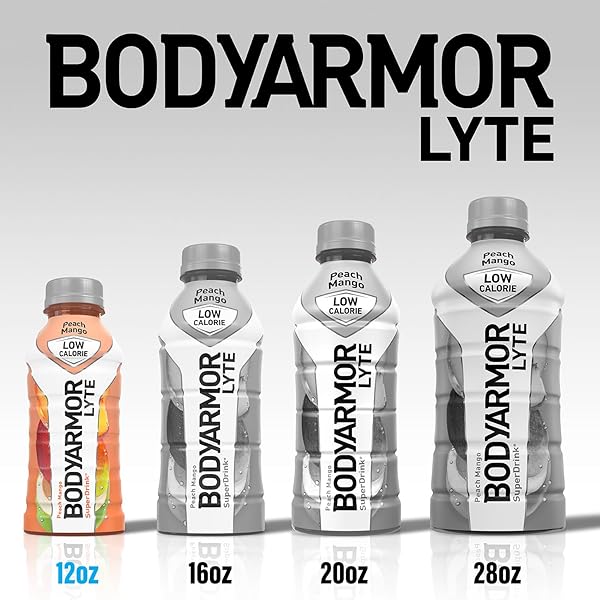 BODYARMOR LYTE, PEACH MANGO, ELECTROLYTE DRINK, 15 CALORIES, 12 FL OZ BOTTLES (8 PACK), COCONUT WATER SPORTS DRINK, NATURAL FLAVOR & B VITAMINS