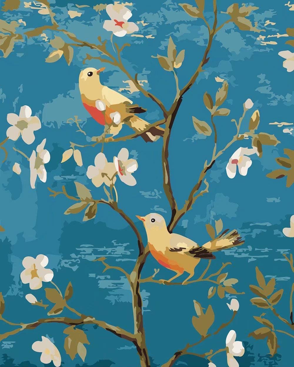 Suntown Paint by Numbers 40x50cm Canvas DIY Oil Painting for Kids Adults Beginner with Brushes and Acrylic Paints - Cute Little Birds (Without Framed)