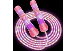 YNANIMERY Light Up Jump Rope, LED Jump Rope for Kids Girls Women Jumping Fitness, Tangle-Free Jumping Rope with Adjustable Size & Colorful Lights,Glow in The Dark Party Supplies Outdoor Indoor Exercise