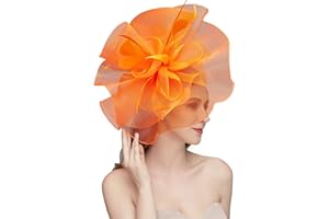 TLMNU Sinamay Fascinator Hat Floral Feather Pillbox Derby Hats for Women Wedding Tea Party with Headband Clip
