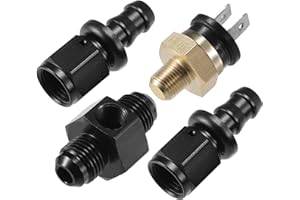 VekAuto Coolant Hose Thermostat Switch Kit, 6AN 170'F on - 155'F Off Transmission Cooler Sensor Fan Oil Cooler Radiator Electric Switch Fitting Universal for Car Truck Metal Black