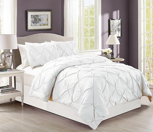 Amazon Com Grand Linen 4 Pieces Solid White Pinch Pleat Goose