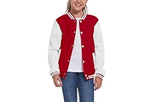 Mowbeat Kid's Baseball Jacket Boy's Varsity Style School Jackets Top for Girl Sports Outerwear Jackets Track Jackets Coat