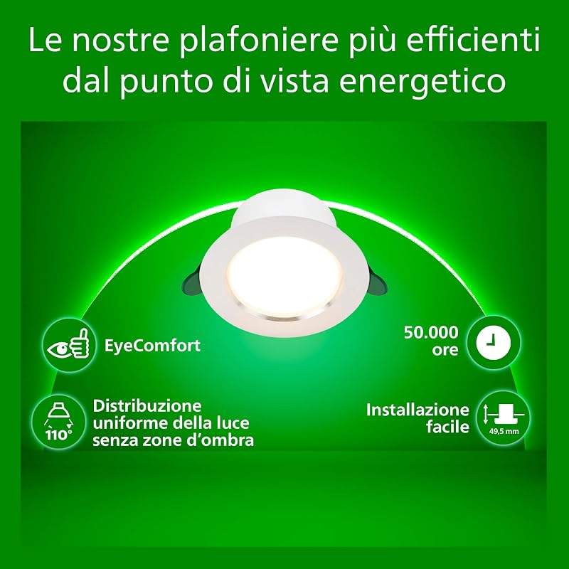 Diamond Cut UltraEfficient, Faretto ad incasso, Seconda generazione, 2W, 310lm, 80cm, Luce Bianca Calda 3000K, Bianco — foto 2 di 8