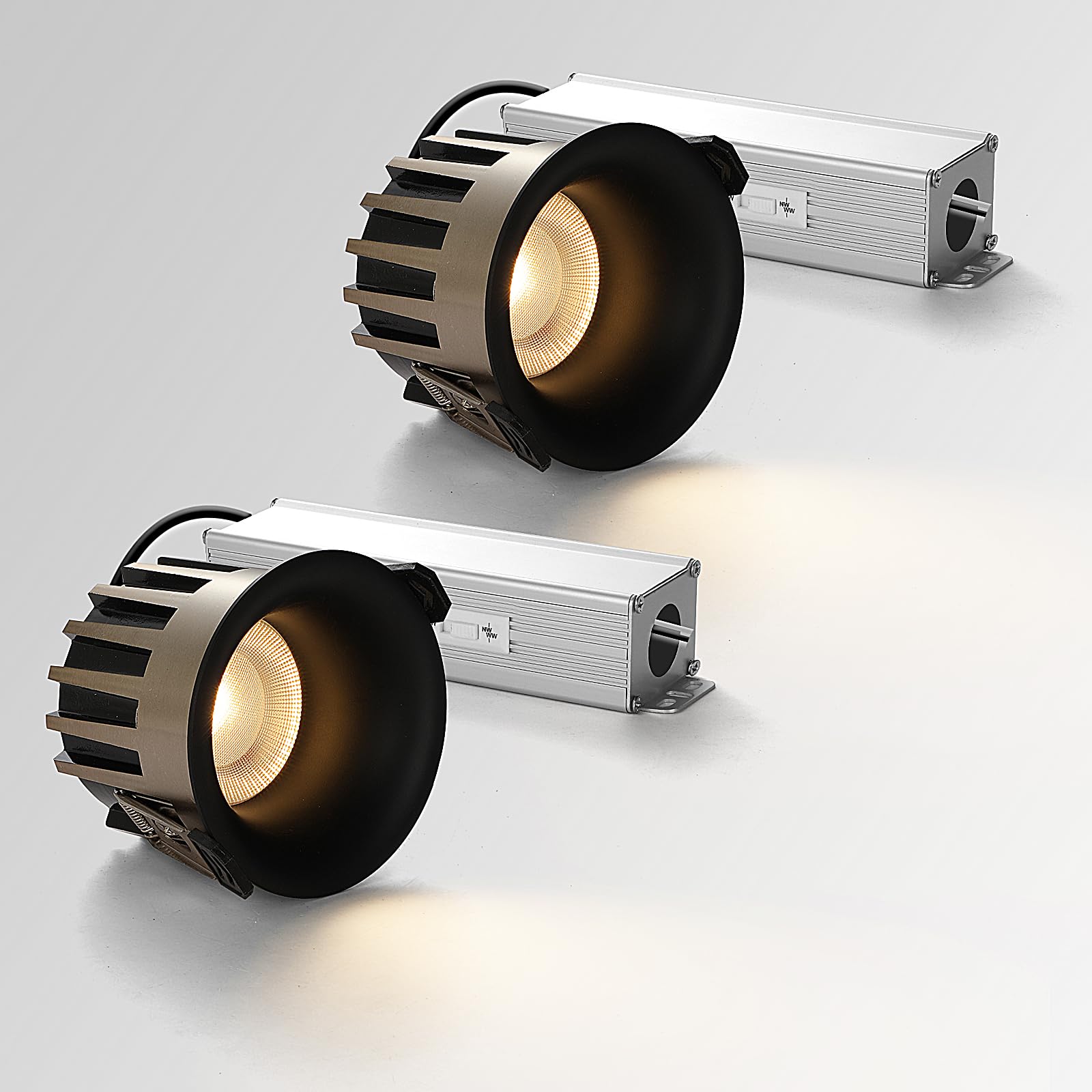 Photo 1 of HITOO 3 Inch Recessed Ceiling Light,3CCT Recessed Lights with J-Box,Trimless Gimbal Canless Light 3000-6000K Selectable, 12W 1200LM,IP65,ETL & FCC for Living Room,Kitchen,Bathroom?Black?