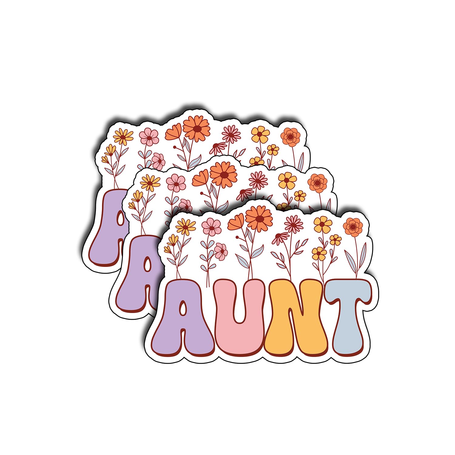 Photo 1 of (3Pcs) Aunt Floral Stickers Mothers Quote Funny Aesthetic Aunt Gifts Present Waterproof Vinyl Decal for Kindle Water Bottle Bumper Car Hard Hat Phone Laptop Inspirational Appreciation - 3x2