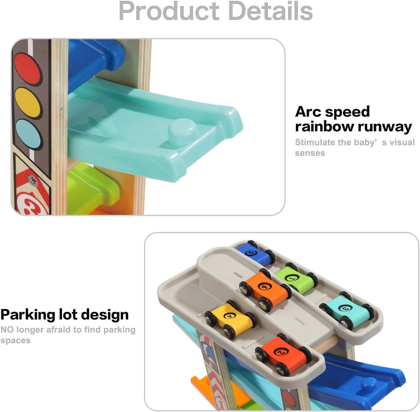 top bright toddler toys for 1 2 year old boy and girl gifts wooden race track car ramp racer with 4 mini cars