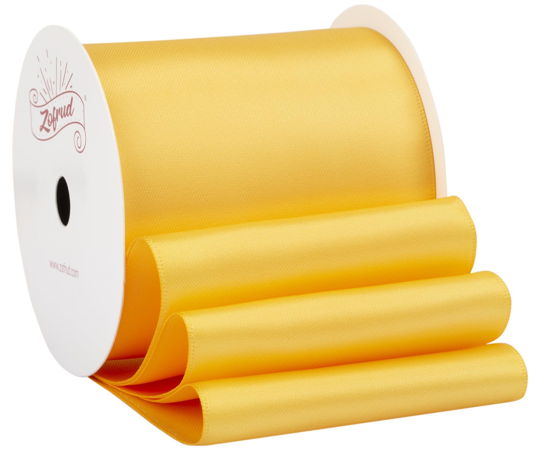 Zofrud Yellow Gold Satin Ribbon 75mm x 9 Meters - Large Ribbon Ideal for Bows, Gift Wrapping, Flower Bouquet, and Crafts