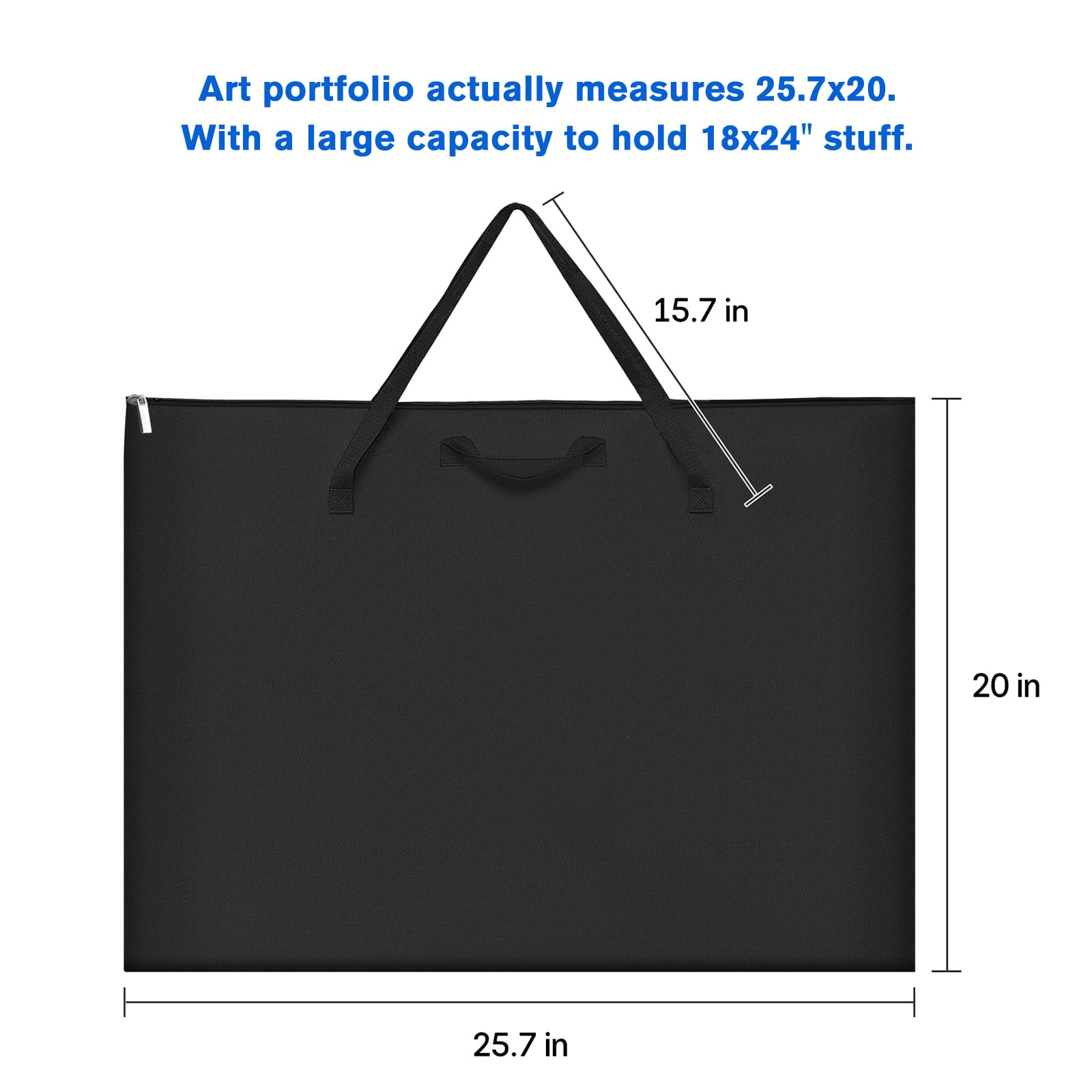ZKOO Art Portfolio Bag, Light Weight Art Canvas Portfolio Case with Nylon Shoulder Strap, Carrying Storage Case for Artwork, Poster, Sketching, and Drawing (18
