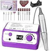 IERKISS Electric Nail File Nail Drill Professional 45000RPM Electric E Filer for Nails with Sanding Bands and Nail Drill Bits for Acrylic, Gel Nail Manicure &amp; Pedicure, Purple