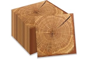 OXYLIPO 40Pcs Wood Grain Dessert Napkins Party Supplies Natural Solid Wood Grain Lunch Dinner Tableware Disposable Paper Napkin Wedding Birthday Baby Shower Party Table Decorations