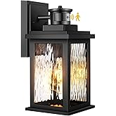 VIANIS Porch Lights Outdoor with Motion Sensor, Dusk to Dawn Outdoor Wall Lights Lantern, Anti-Rust Matte Black Outside Light