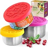 TAVVA Stainless Steel Snack Containers for Kids, Leakproof, 12oz 7oz 3oz | Silicone lids, school and office lunches, home food storage, dishwasher and freezer safe, easy clean, 3 nesting sizes