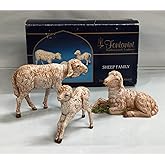 Fontanini by Roman Inc., 3 Piece Set of Sheep Family, 5" Animals Collection, Nativity Figure and Accessories, Hand Sculpted and Painted