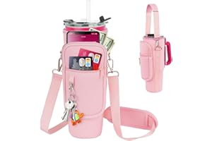 LEFOR·Z Water Bottle Carrier Bag with Phone Pocket Compatible with Stanley/Meoky 40 oz Tumbler with Handle,Water Bottle Holder Pouch with Adjustable Strap Compatible with Stanley Cup Accessories