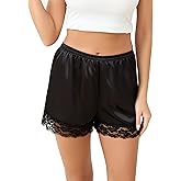 Vlazom Women's Pettipants Slip Shorts - Satin Lace Trim Anti-Chafing Boyshorts for Dresses,Seamless Full Coverage Underwear