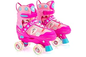 RunRRIn Adjustable Kids Roller Skates for Girls Boys with Light Up Wheels –Skates for Kids Ages 6-12, Toddler 3-5, Youth and Women Beginners Indoor and Outdoor