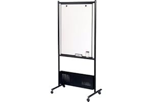 Best-Rite Mobile Nest Easel, Black Frame, Double Sided Dura-Rite HPL Whiteboard, 72"H x 34.75"W x 24"D (781)