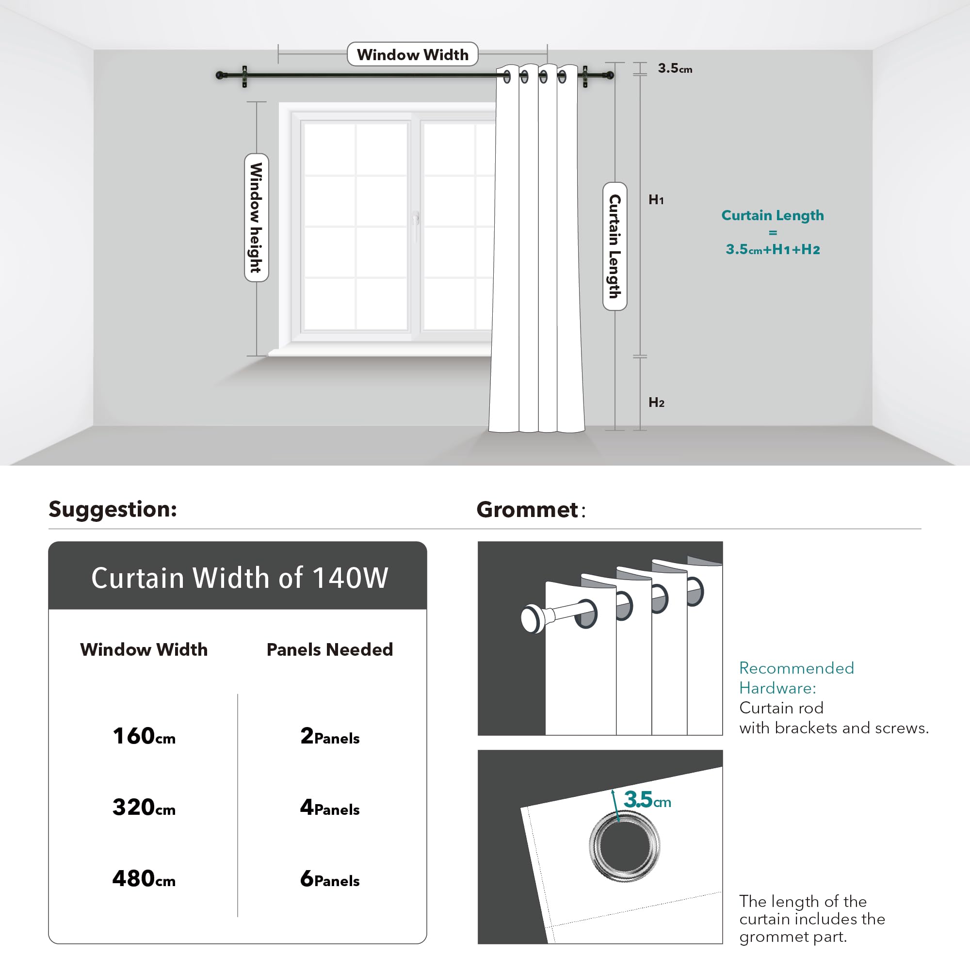 Deconovo Super Soft Solid Thermal Insulated Blackout Curtains for Bedroom Eyelet 55x96 Inch Two Panels Light Grey
