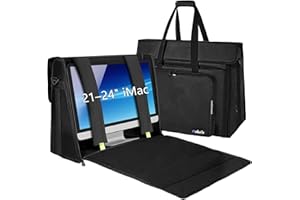ORKELS Hard PE All-in-One Computer Monitor Carrying Case for 21–24 Inch iMac & 27 Inch Studio Display, PC Storage Case for Monitor, Keyboard, Mouse, Cables & Accessories, Bag Only