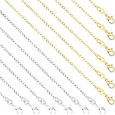 SANNIX 50 Pack Silver Plated Necklace Chains Bulk, Cable Chain Pack for Jewelry Making