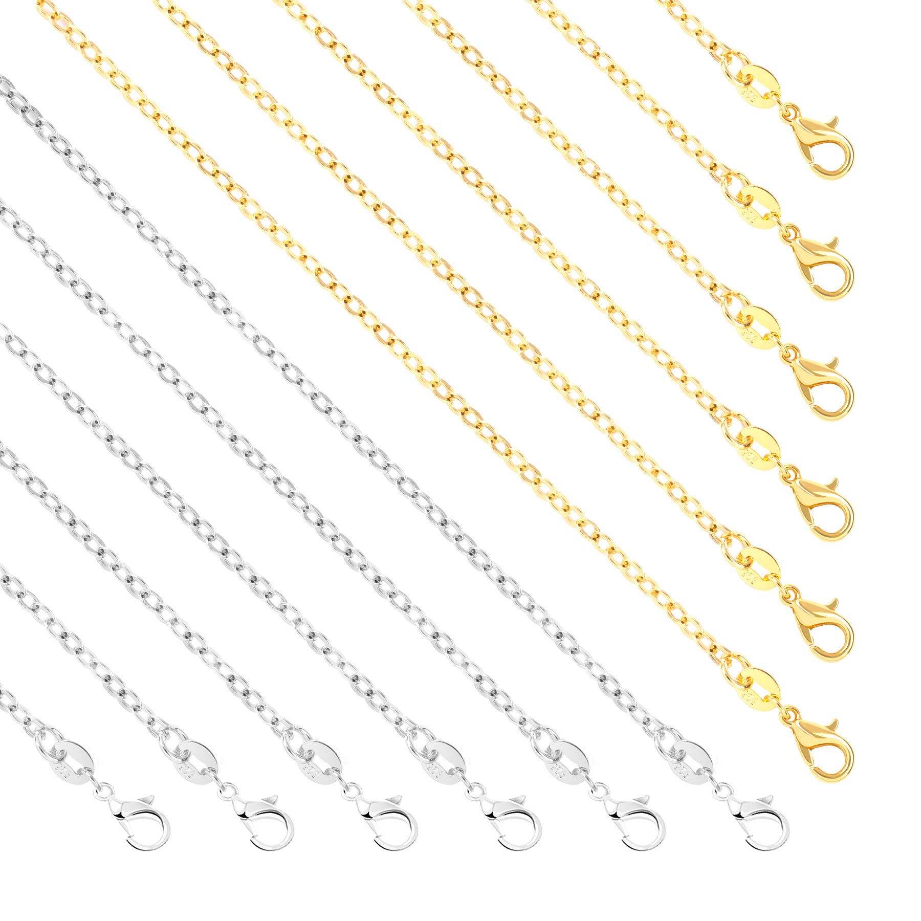 Photo 1 of SANNIX 50 Pack Necklace Chains Bulk for Jewelry Making 18 Inches Cable Chain Necklace for DIY Jewelry Making, Silver and Gold