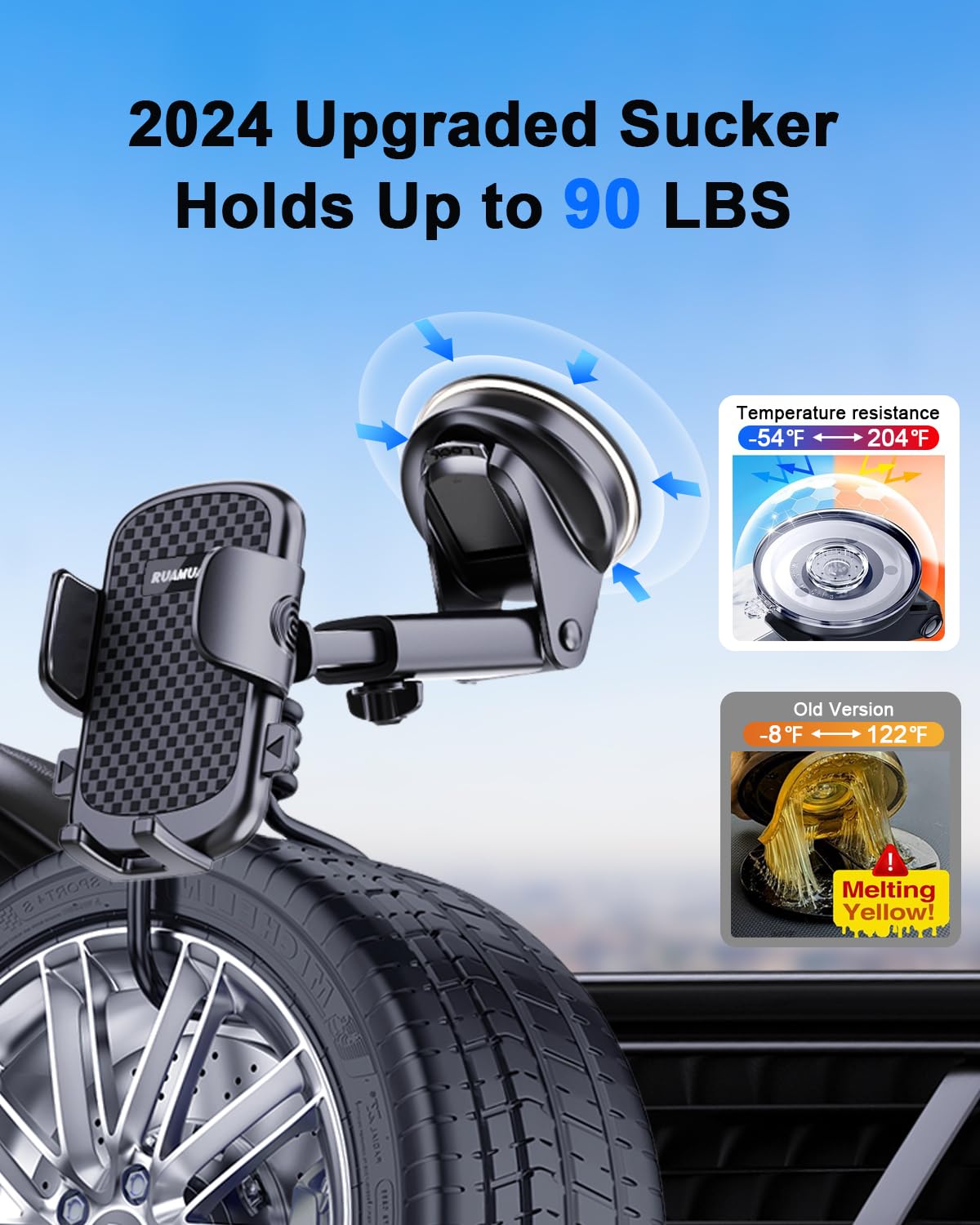 [2025 NEW] Car Phone Holder [Upgraded Strongest Suction & Clip] Cell Phone Mount for Dashboard Windshield Vent,Mobile Stand Base Truck Cradle for iPhone 16 Pro Max 15 14 13 12 Samsung S25 S24 Android