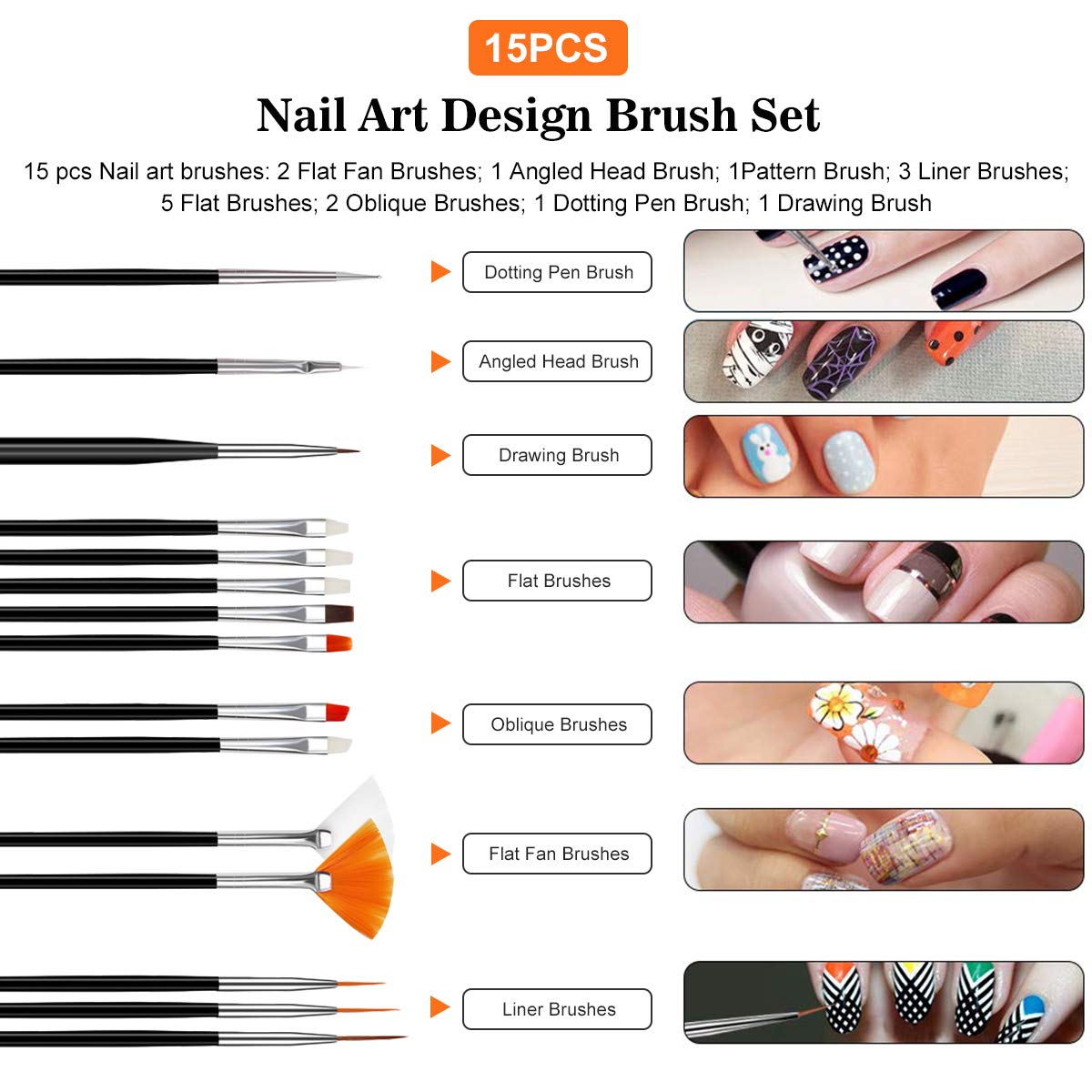 20pcs Nail Art Painting Kit, Nail Art Design Dotting Painting Drawing Polish Brush Pen Tools, Nail Art Brushes and Nail Dotting Tools Set : Beauty