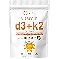 Micro Ingredients Vitamin D3 5000 IU Plus K2 (MK-7) 100 mcg, 300 Virgin Coconut Oil Softgels | 2 in 1 Vitamins D & K Complex | Supports Calcium Absorption, Bone, Immune, & Heart Health