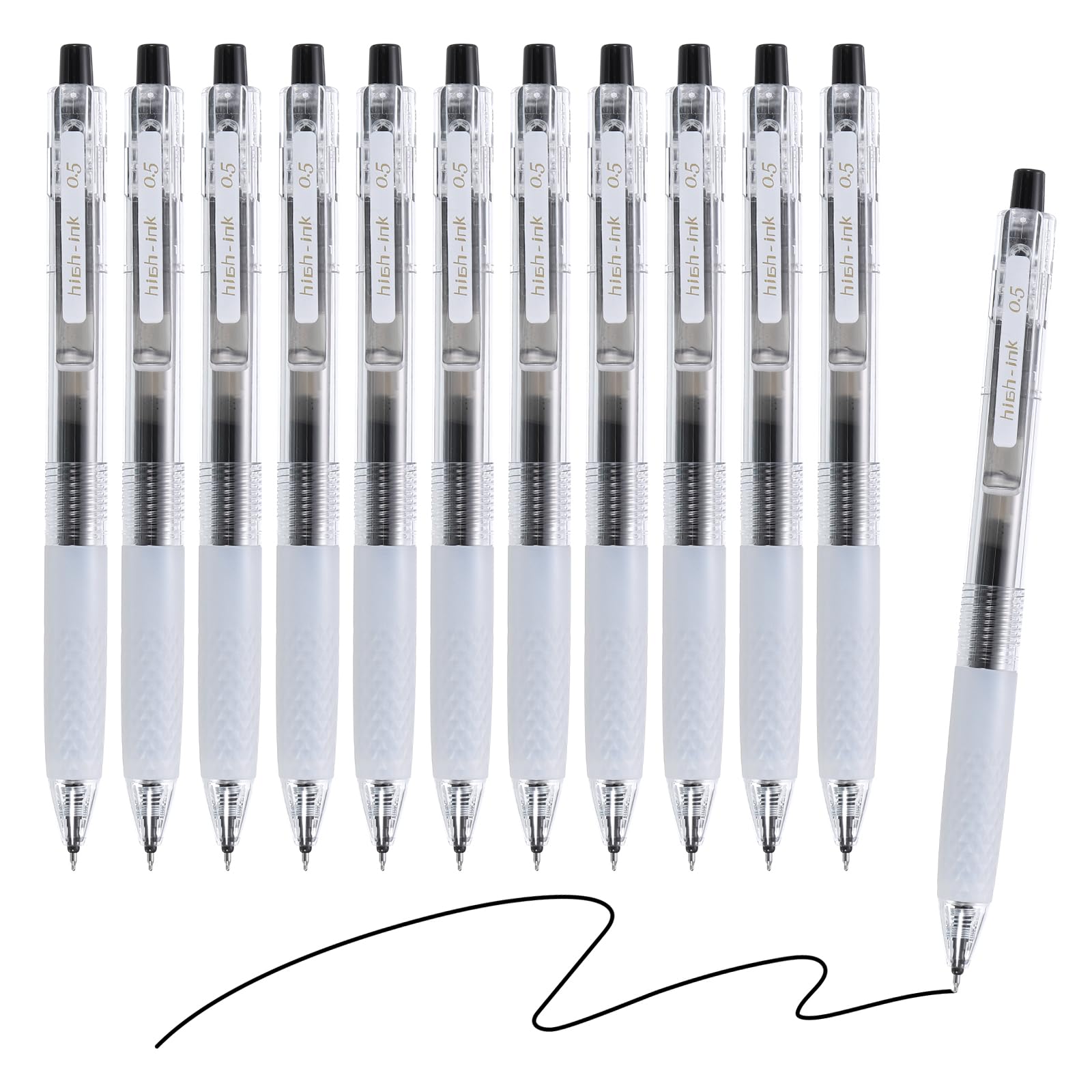 M&G Gel Pen Medium Point 0.5mm, 12 Pack Quick Dry Smooth Retractable Red Gel Ink Rollerball Pen for Home Office Writing Note Taking Journaling Business, Style 7