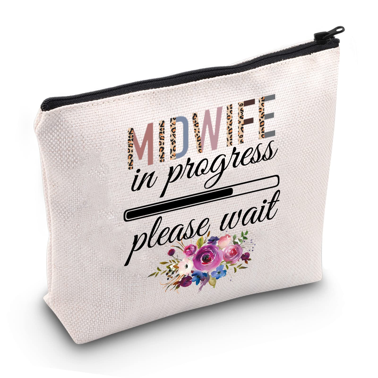 PYOUL Nurse Midwife in Progress Loading Midwives Gift Birth Attendant Nurse-Midwife Cosmetic Bag Makeup Bag Gift for Her (Midwife in Progress B EU)