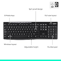 Logitech K270 Wireless Keyboard for Windows, 2.4
