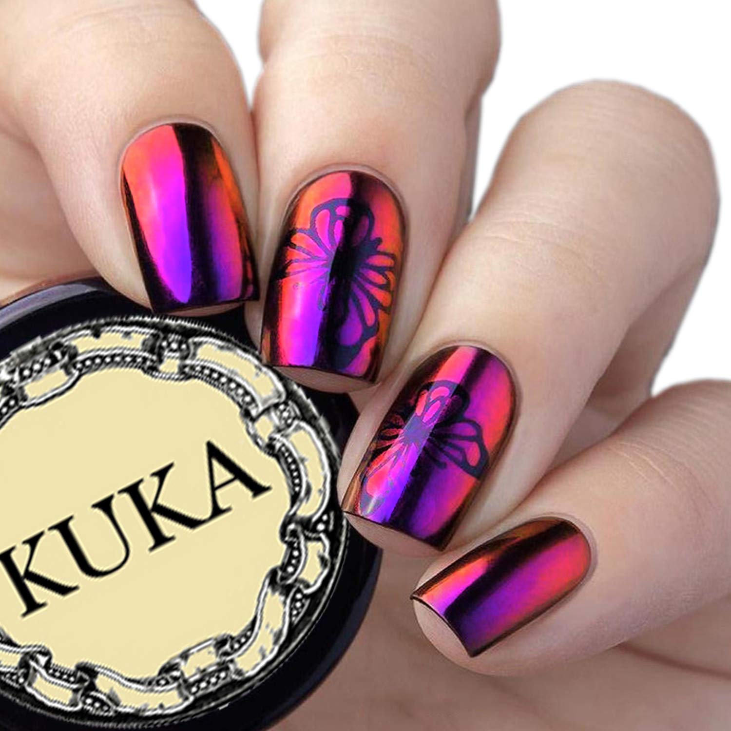KUKA Chameleon Pigment Brown Purple Shimmery Nail Powder, 5.0g