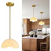 HAHZT Modern Pendant Light Fixtures: 10 Inch Resin Shade Mid Century Chandelier - Adjustable Gold Pendant Lighting for Kitche