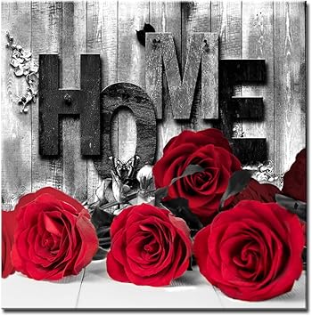 Amazon Com Red Rose Wall Art Canvas Prints Black White Flower