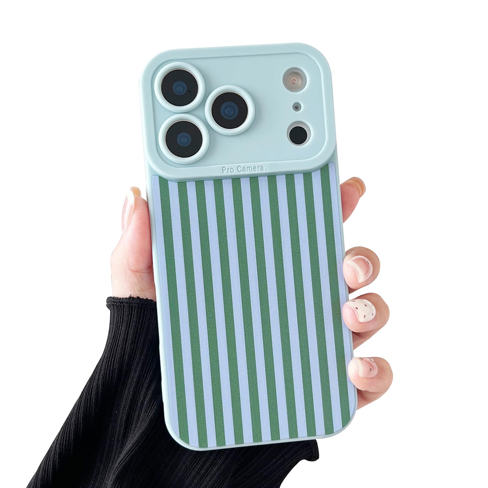 branple Compatible with iPhone 17 Pro Case, Aesthetic Cute Fashion Striped Pattern with Shockproof Soft TPU Protective Phone Case for Women Compatible for iPhone 17 Pro 6.3", Teal