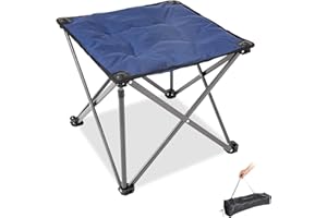 FUNDANGO Camping Stool Foot Rest, Folding Camping Stool Padded Camping Chair Foot Stool Oversized Foldable Footrest for Gardening Fishing Hiking Backpacking Travel with Carry Bag (Blue)