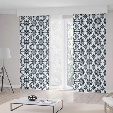 Cortinas Opacas Para Ventana Geometricas Para Dormitorio Sala De Estar Comedor Para Ninos Habitacion Juvenil Diseno Simetrico Color Suave Diseno De Ceramica Decoracion Natural Amazon Es Hogar
